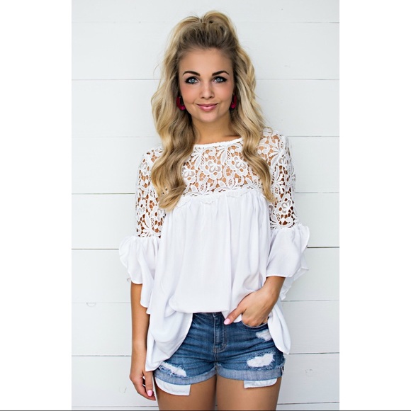 likeNarly Tops - >>LAST<< Elizabeth Woven Lace Top - Off White